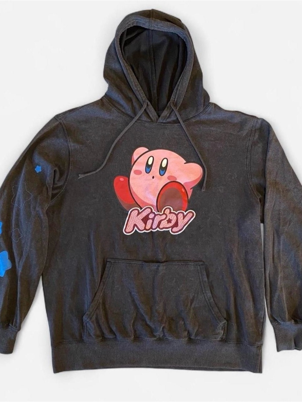 Nintendo Kirby Star Hoodie, mineral wash, embroidered graphic, Large